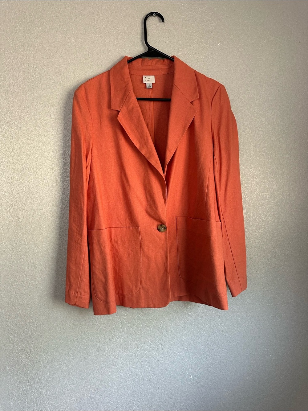 A new day Linen Blend Orange Blazer Coat Jacket